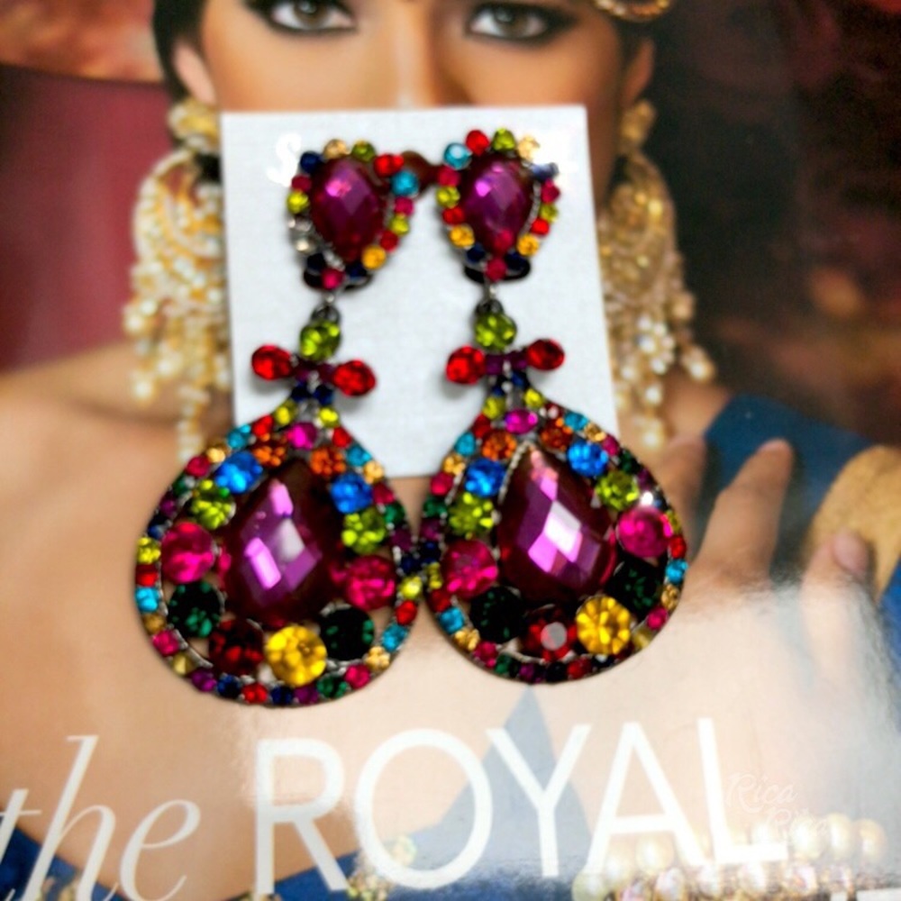 Long multi color earrings
